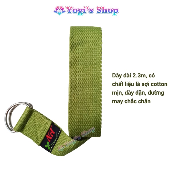 Dây Tập Yoga Dài 2.3m, Bản Rộng 3.8cm, Dày 2mm, Chất Liệu Cotton | Nhiều Màu Lựa Chọn