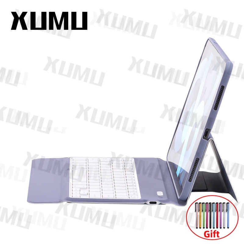 Xumu Wireless Bluetooth Keyboard Soft TPU Protector Case For Pad Pro 11 2021 Air 3 10.5 8th 7th 9th gen 10.2 Air 4 4th Gen Air 5th gen 10.9 inch 2020 2018 With Pen Slot Not Detachable No Touchpad Keyboard Holder Stand Cover
