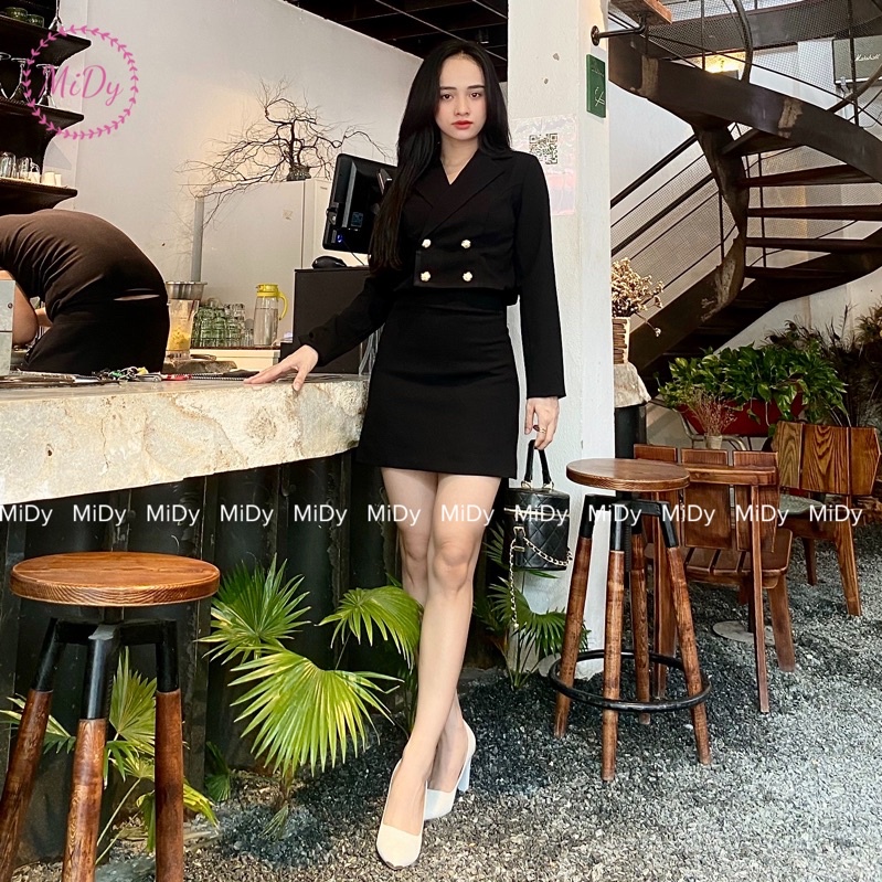 Set áo vest + chân váy ngắn chất vải chéo hàn cao cấp - MIDY.VN (hình tự chụp) | BigBuy360 - bigbuy360.vn