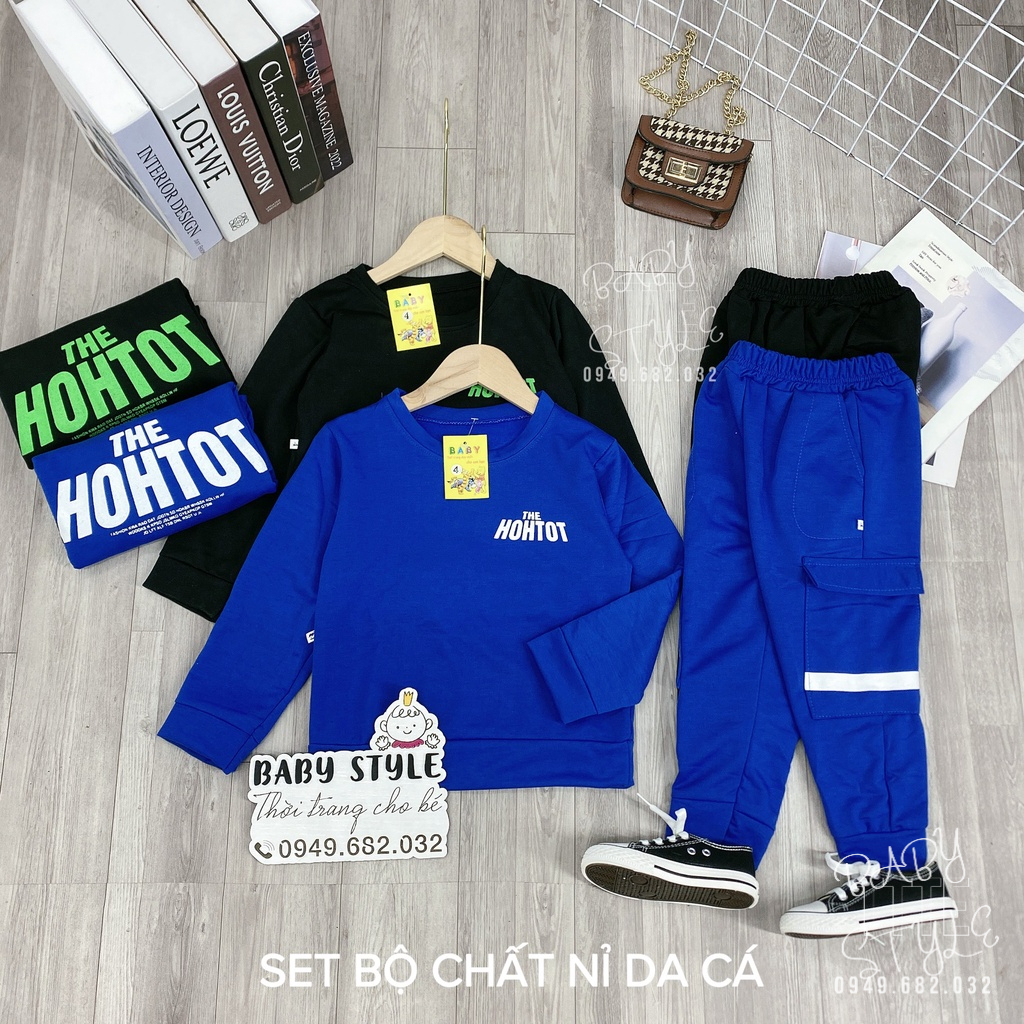 Bộ quần áo thu đông bé trai "HOHTOT" 14-45kg, bộ dài tay cho bé 4-14 tuổi. Vải dày dặn, co giãn tốt. B41