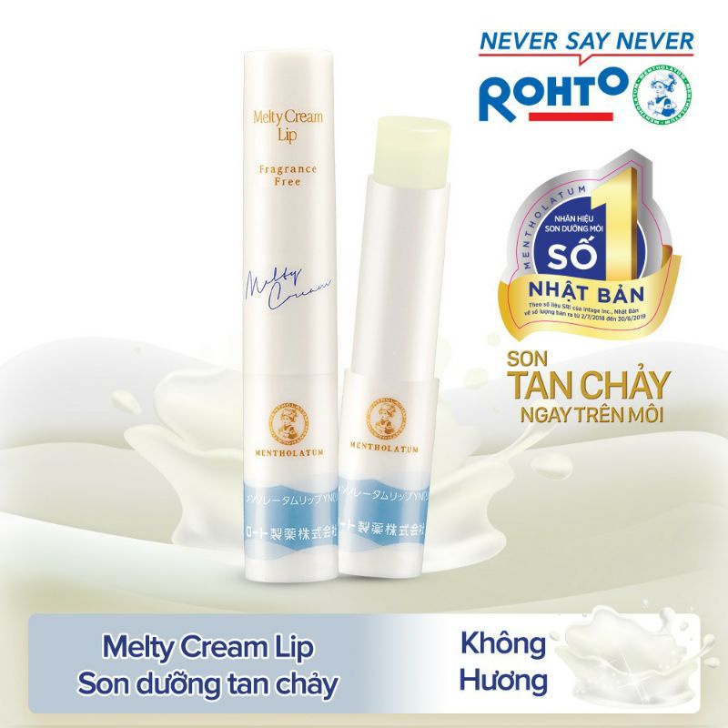 Son Tan Chảy Dưỡng Môi Chống Nắng Mentholatum Melty Cream Lip SPF25. PA+( tặng thêm mặt nạ)