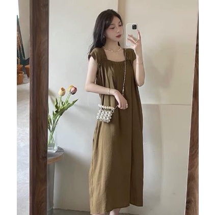 Đầm Bầu Váy Bầu Voliti Thiết Kế Dáng Suông Cổ Vuông Công Sở Sang Chảnh Từ 50 Đến 70kg M104