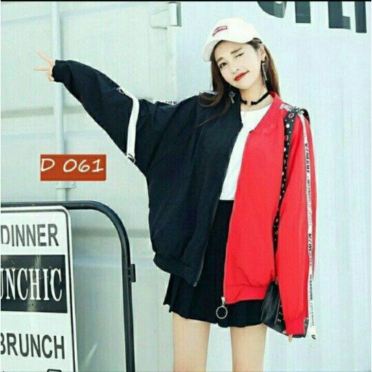 [S04] Áo khoác nữ dù phối nửa xanh trắng đỏ đen siêu xinh - M006 | BigBuy360 - bigbuy360.vn