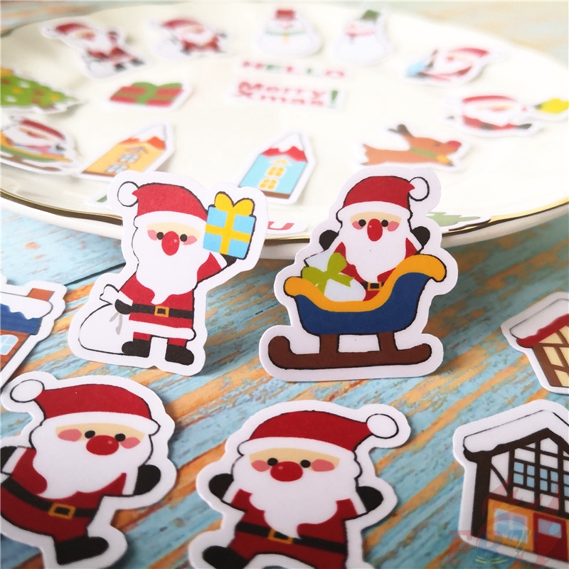 DISNEY Bộ 32 miếng dán trang trí album ảnh hình ông già noel mini DIY