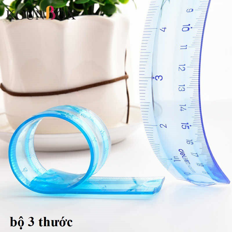 Bộ 24 Thước kẻ nhựa dẻo Ecopvc Flexible Ruler Deli 20cm 6208 – 30 cm 6209