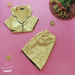 Đồ Bộ Mặc Nhà_ Phi Lụa Loại 1_ Tay Ngắn Quần Đùi Nơ