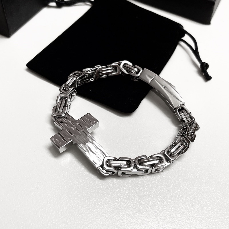 Vòng Tay Nam Titan Cao Cấp Chữ Thập Chất Ngầu - Lắc Tay Thép Không Gỉ Cá Tính StreetStyle Hiphop Phong Cách Âu Mỹ