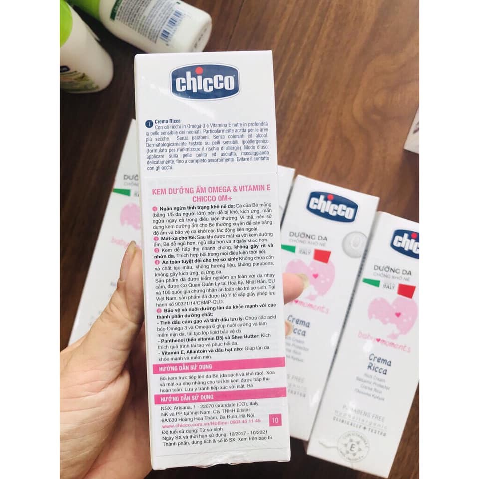 [CHICCO] Kem Dưỡng Ẩm Rich Cream Omega & Vitamin E 0M+ ngăn ngừa tình trạng khô nẻ da & dưỡng ẩm da - cvspharmacy