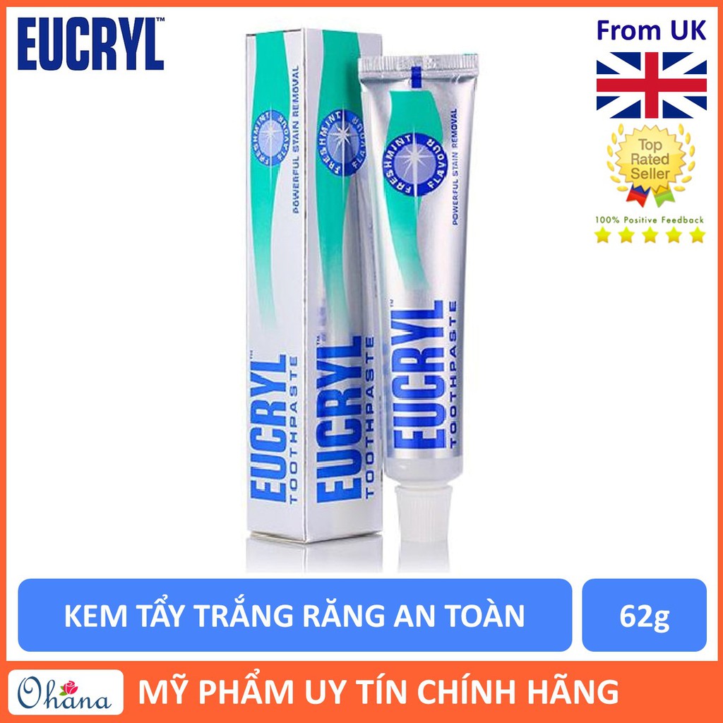Kem Đánh Răng Eucryl 62g - Tẩy Trắng Răng An Toàn - Chính hãng UK