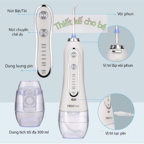 Máy tăm nước cầm tay H2ofloss HF6/HF6P/HF9P Phiên bản cao cấp 5 tốc độ dung tích 300ml bảo hành 6 tháng