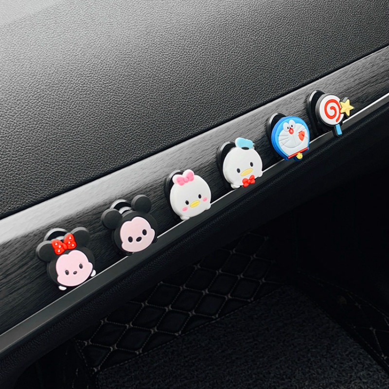 Móc Treo Dây Cáp Tai Nghe / Chìa Khóa / Túi Mua Sắm Bằng Nhựa Hình Mickey Minnie Doraemon Tự Dính Thông Dụng Dành Cho Xe Hơi