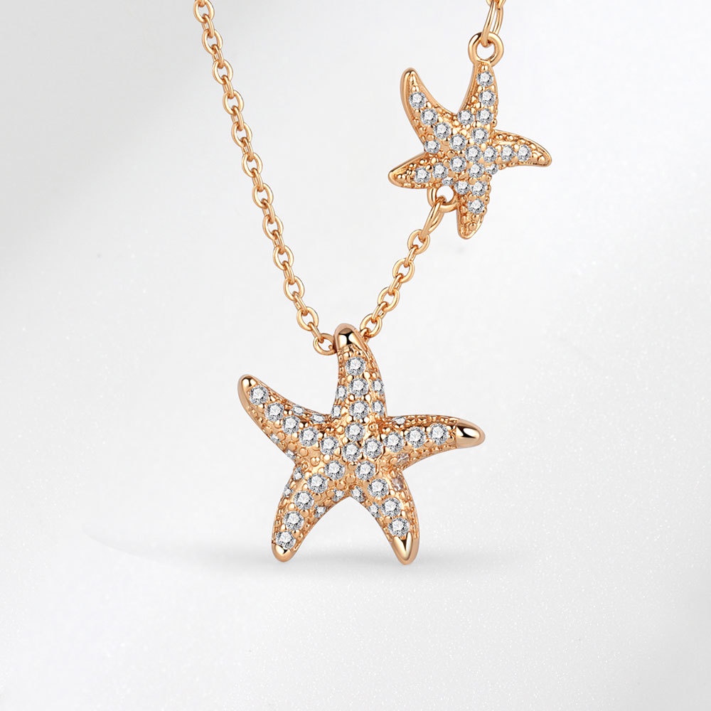 Vòng cổ Hai Lớp Mặt Hình Sao Biển Đính Đá Thời Trang Dành Cho Nữ