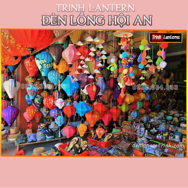 Đèn lồng vải Hội An 30cm trang trí treo ngoài trời chống nước TLLTT30