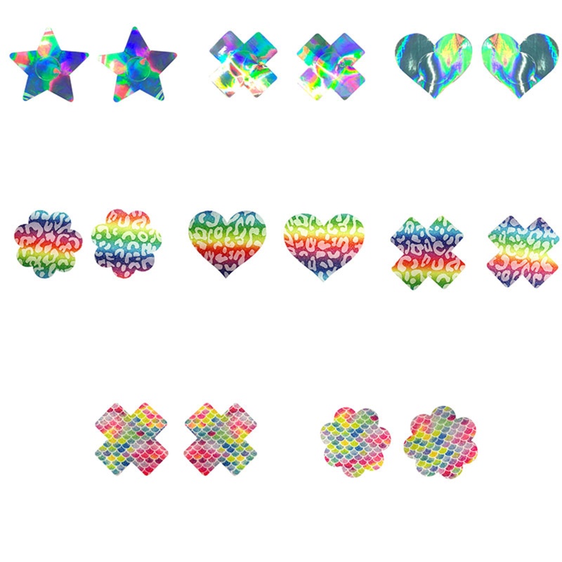 Youyo Áo Ngực Cầu Vồng Ngôi Sao Trái Tim Lấp Lánh Đầy Màu Sắc Dùng Một Lần