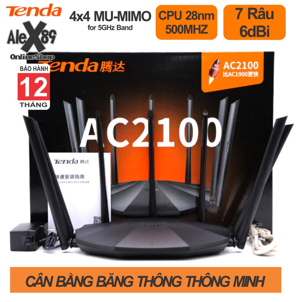 [English Version] Phát Wifi Tenda AC23 Băng Thông Ac2100  7 Râu 6dBi Cân Bằng Mạng Thông Minh