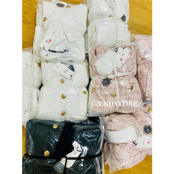 2END Set bộ dạ tweed nữ tặng kèm nơ đá