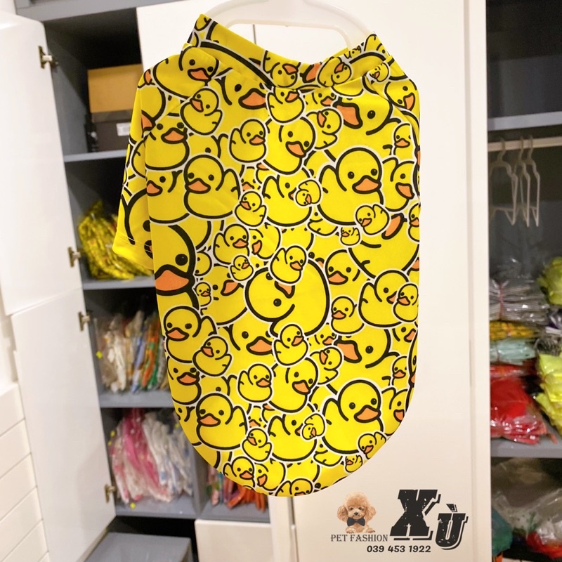 Áo poly hoạ tiết vịt vàng đáng yêu cho chó mèo, thú cưng siêu mát mùa hè