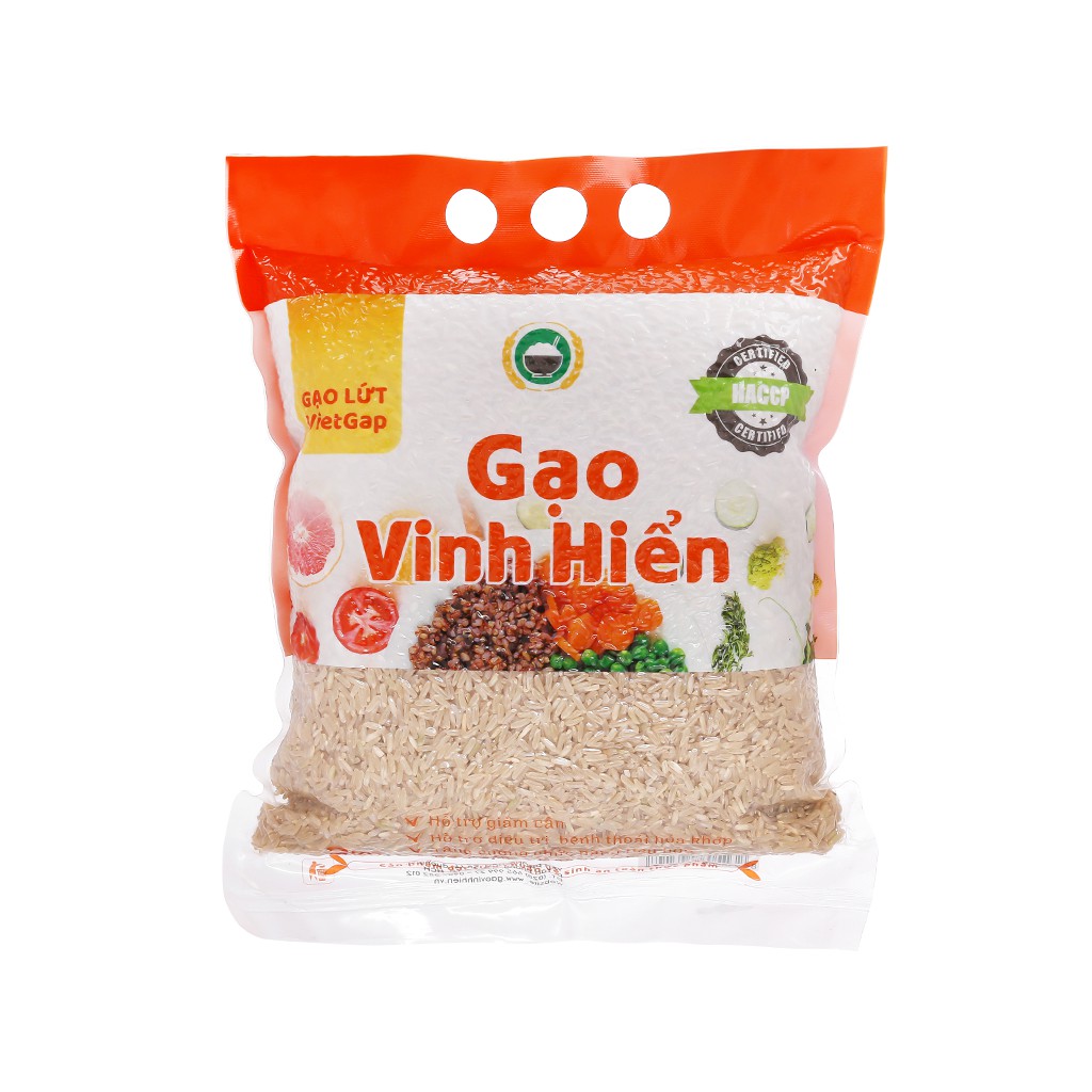 Gạo lứt trắng Vinh Hiển VIETGAP / Dẻo, mềm, cơm ăn ngon 2kg