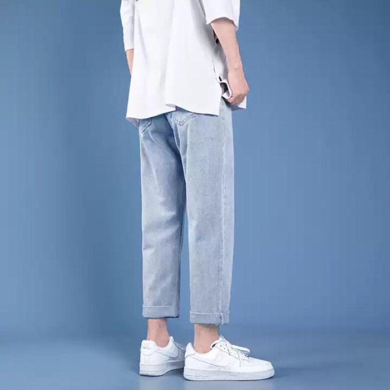 Quần bò jean nam ống suông rộng dáng Unisex hàng Quảng Châu sành điệu style năm 2021 | WebRaoVat - webraovat.net.vn