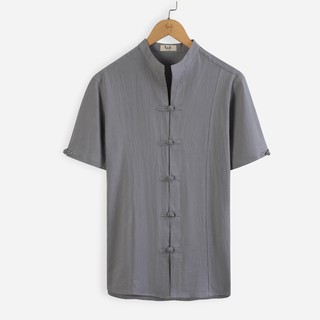 Áo Đũi Nam Cộc Tay Cài Khuy Cúc Tết Cổ Tàu ROUGH, CHất Đũi Tự Nhiên, Mềm, Mịn, Mát