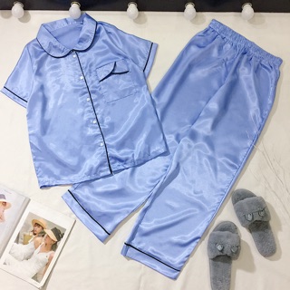 Đồ bộ phi lụa viền
