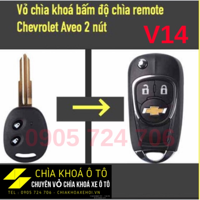 Vỏ Chìa khoá xe Ô tô  Chevrolet Vivant Aveo