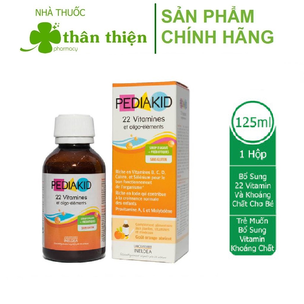 Siro PEDIAKID 22 Vitamineset Oligo-eléments – Bổ sung vitamin hỗ trợ ăn ngon, tăng sức đề kháng cho trẻ 125ml