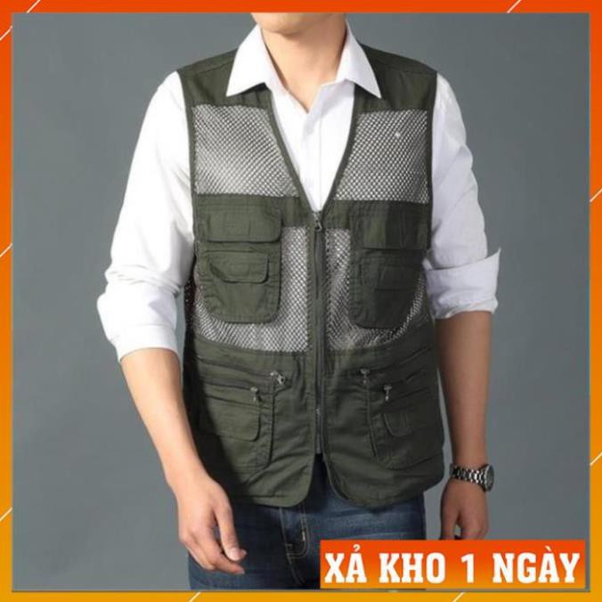 bigsize nam [FreeShip – Xả Kho 1 Ngày]  Áo gile Nam - Áo ghi lê Lưới Lính Mỹ Vest gile Nam Nhiều Túi