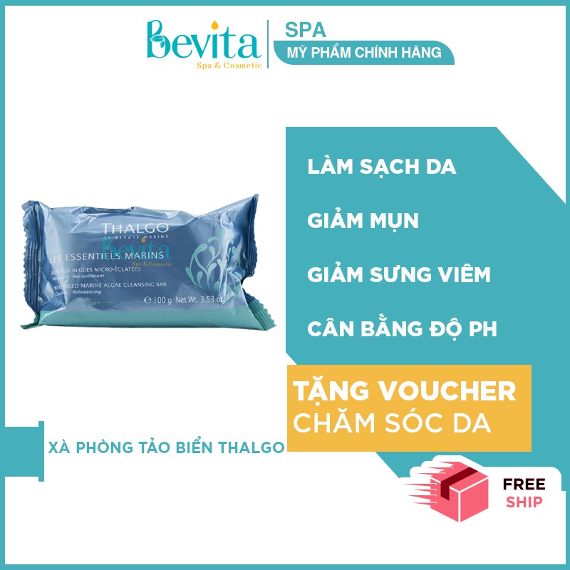 Xà phòng tảo biển làm sạch da Thalgo Marine Algae Cleansing Bar, xà phòng giảm mụn lưng - Bevita