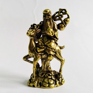 Ông thọ cưỡi nai bằng đồng làm phụ kiện tiểu cảnh, phụ kiện bàn trà, trang trí bonsai, trang trí bàn làm việc