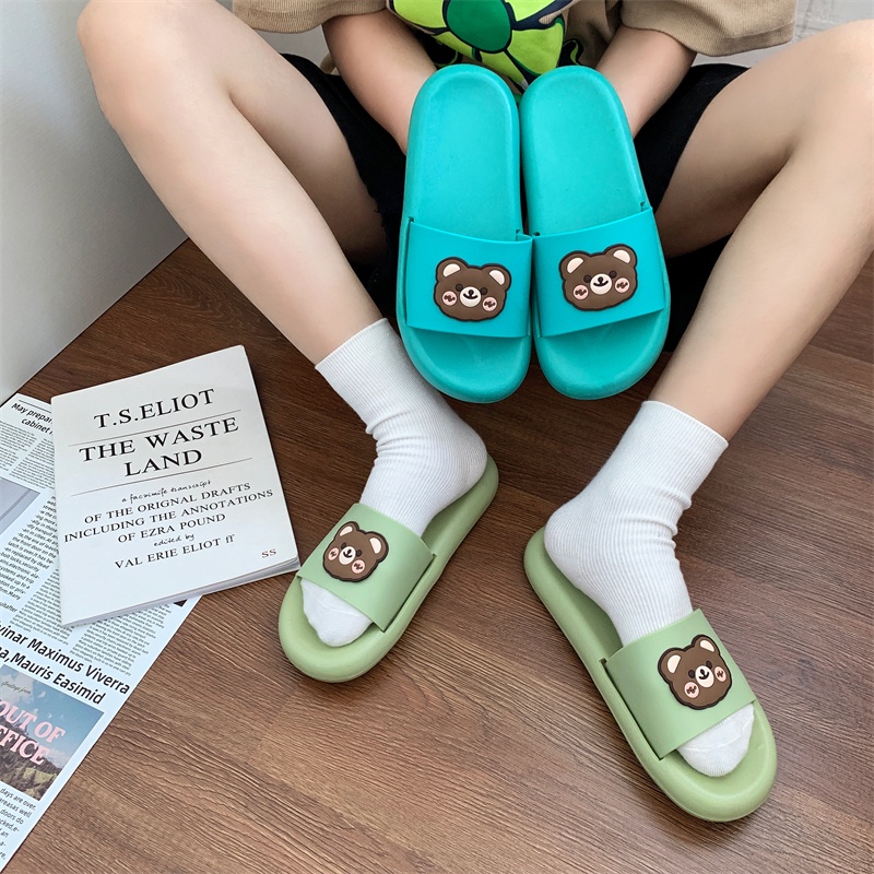 JY502-C3 GẤU MÁ HỒNG Dép đế  mềm dễ thương trong nhà văn phòng phụ nữ cực xịnh siêu xịn