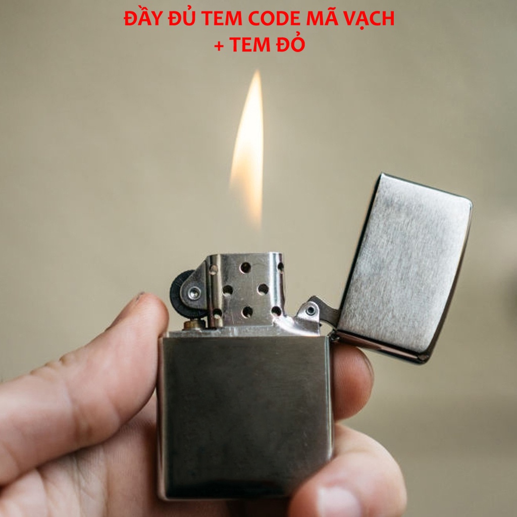 Bật zippo đen, hộp quẹt zippo đen xước nguyên khối USA- KenZ