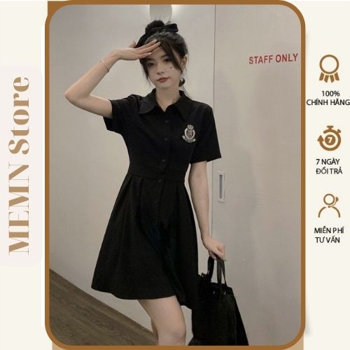 Váy sơ mi logo khoét lưng MEMN 1082