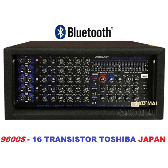 [SIÊU BASS - Có cổng Sub] Amply Bluetooth SÂN KHẤU Ampli công suất lớn OMATON 9600NiS - 10 lỗ micro