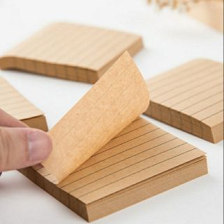 Xấp giấy note giấy ghi chú giấy Kraft màu nâu retro có dòng kẻ