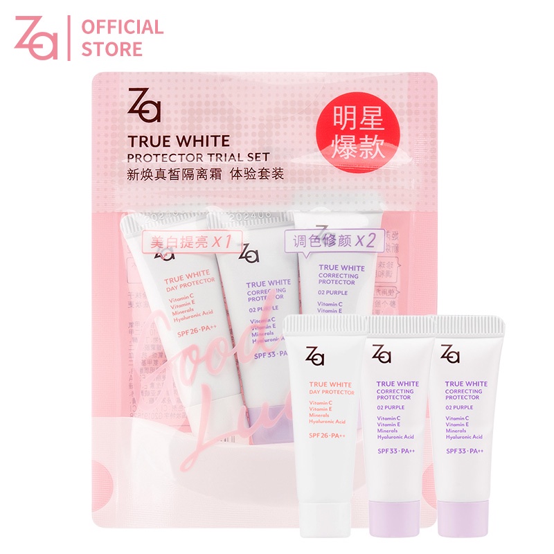 Set kem lót trang điểm ZA chống tia UVA/ B SPF33/ PA++ dưỡng ẩm làm trắng sáng da 5g