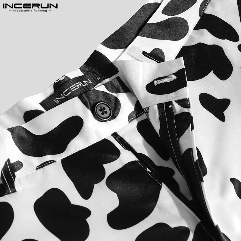 Quần dài Incerun ống rộng in họa tiết phối tua rua thời trang cho nam