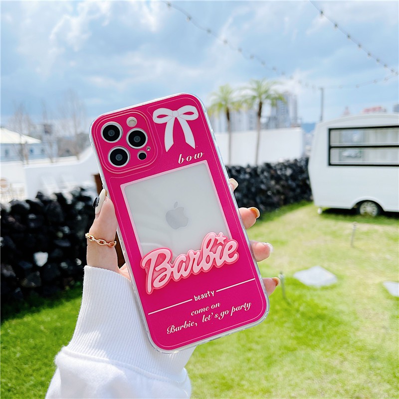 Ốp điện thoại silicon TPU mềm họa tiết nơ hồng chống sốc độc đáo cho iPhone 12 11 Pro Max X XR XS Max 7 8 Plus