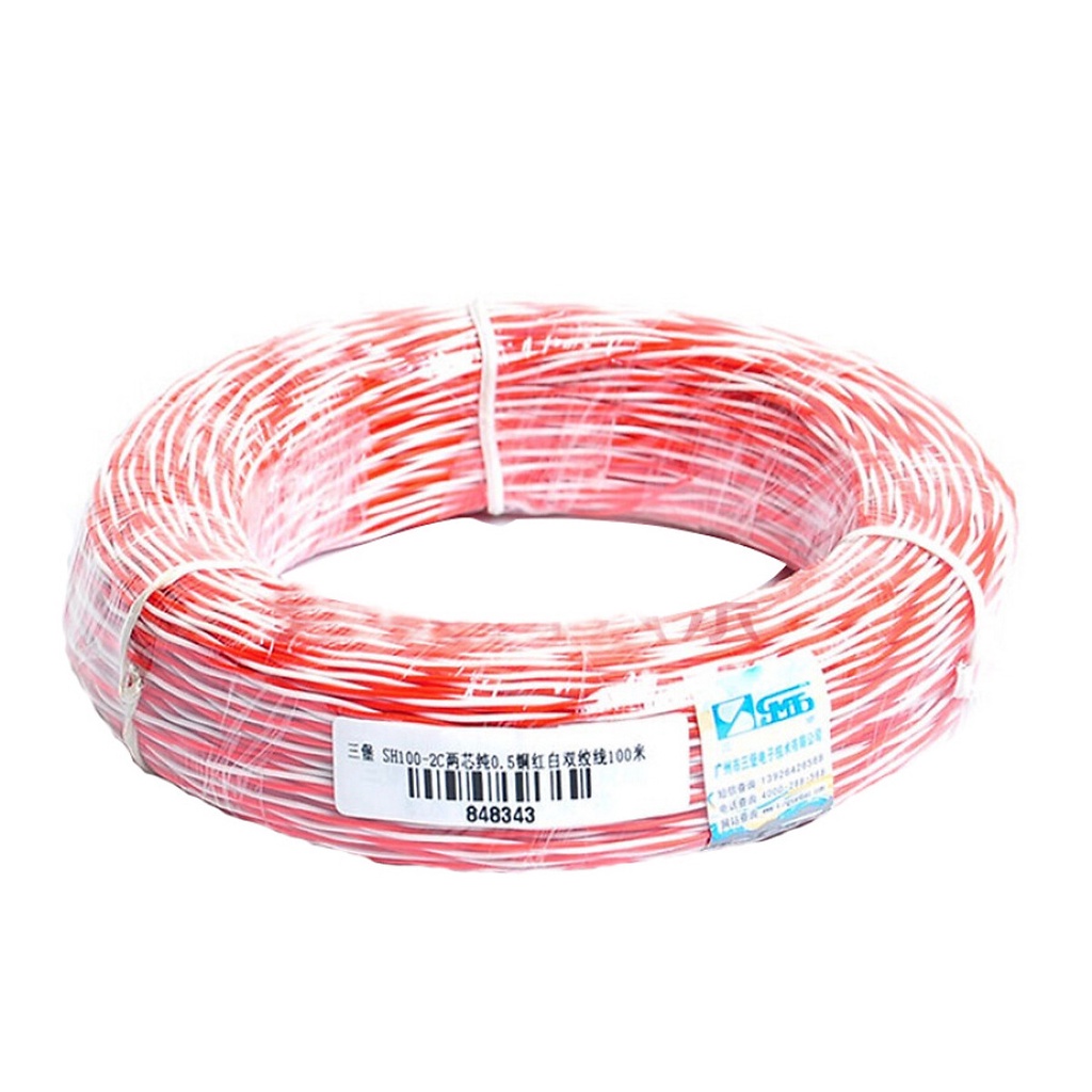 DÂY ĐIỆN THOẠI HAI LÕI TRẮNG ĐỎ SANBAO BW100-2C (100m)