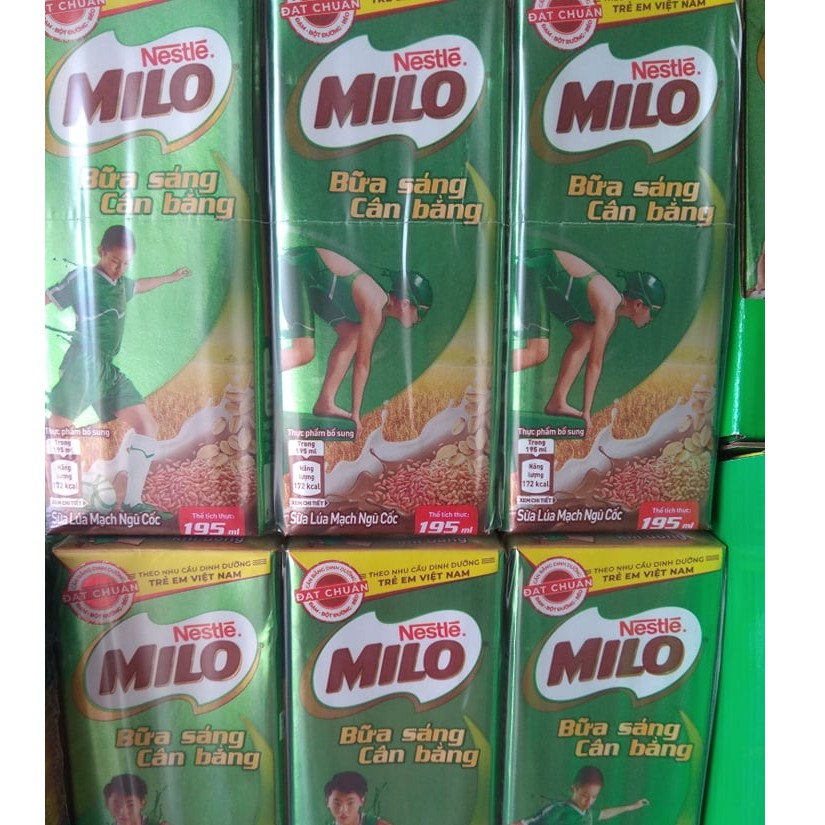 Lốc 3 Hộp Sữa Ngũ Cốc Nestle Milo bữa sáng 195ml