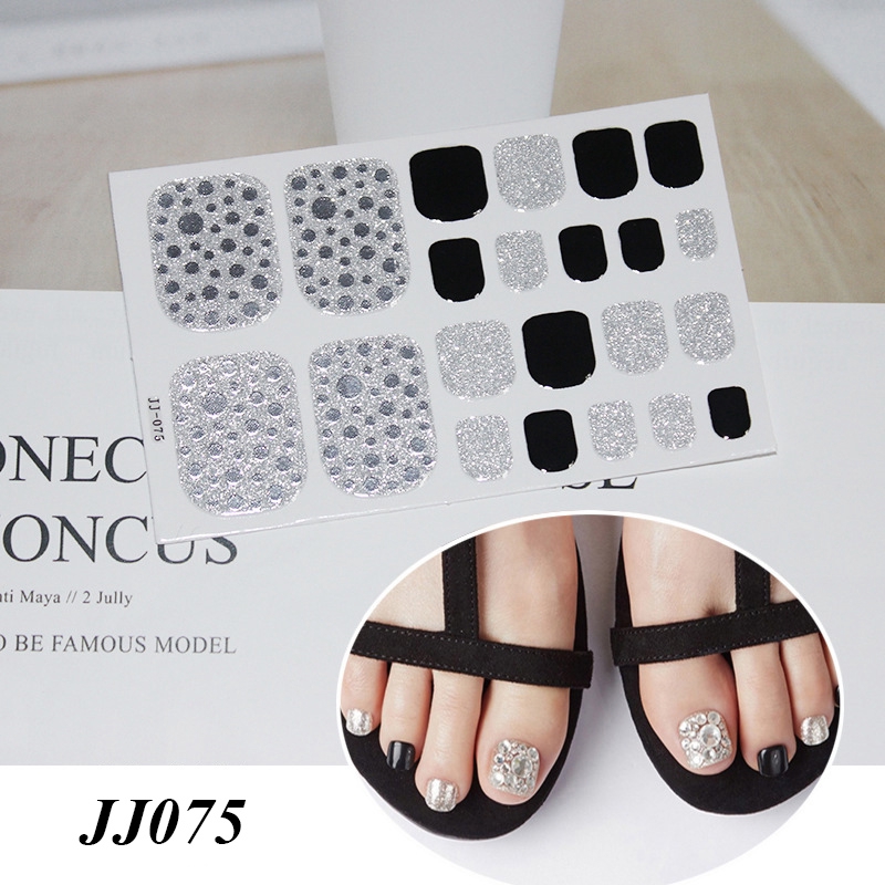 Bộ 22 miếng dán trang trí móng chân thủ công thời trang 3D JJ061-080