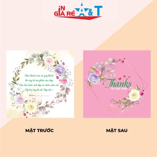 Thiệp cảm ơn khách hàng - thẻ cảm ơn 100 cái- NHÃ CÁM ƠN-mẫu vuông hồng