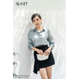 Áo sơ mi công sở nữ, lụa form freesize Blue silk shirt Maxy Workshop