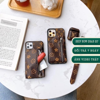 Ốp iphone hoạ tiết LV có ví kéo khoá