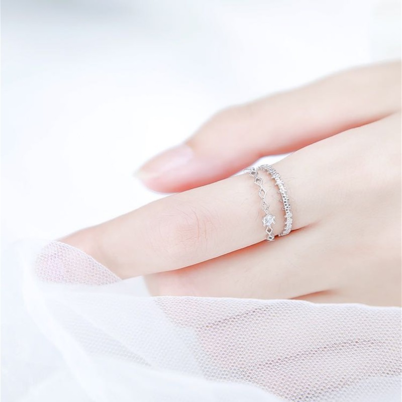 Nhẫn nữ hở freesize,hợp với mọi kích cỡ ngón tay,bạc Ý s925 ren đôi nhỏ xinh J4728- AROCH Jewelry | BigBuy360 - bigbuy360.vn