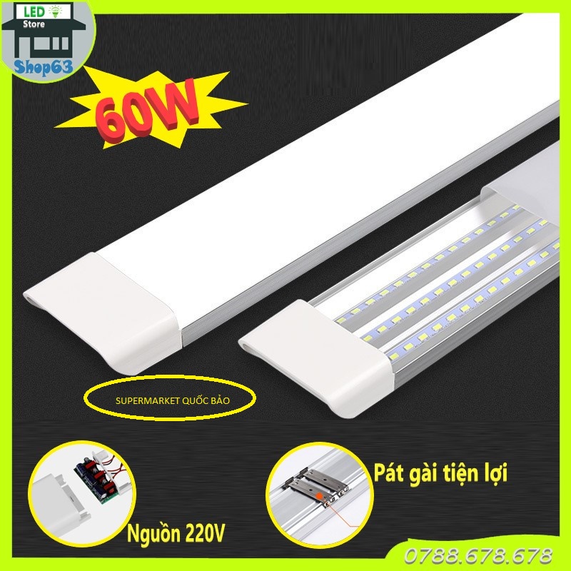 Đèn tuýp Led bán nguyệt đầu vuông 1.2m Sako Led 60W, Bảo Hành 2 năm