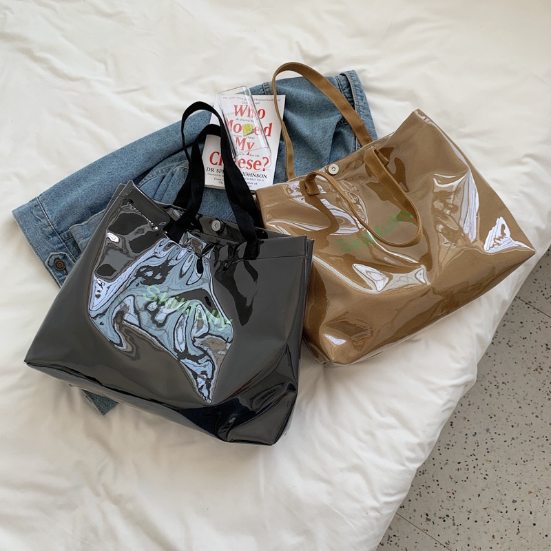 Túi Tote Vải Canvas Nữ Chống Nước Có Khóa Bấm Họa Tiết Basic Đeo Chéo Xách Tay Kẹp Nách Đi Học Làm Chơi Phong Cách Hàn