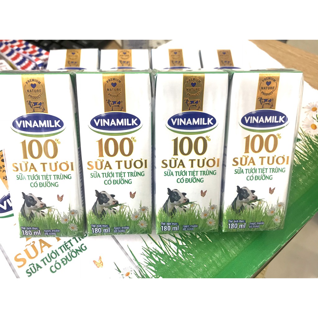 Sữa Tươi Vinamilk có đường/ít đường/không đường Lốc 4 hộpx180ml