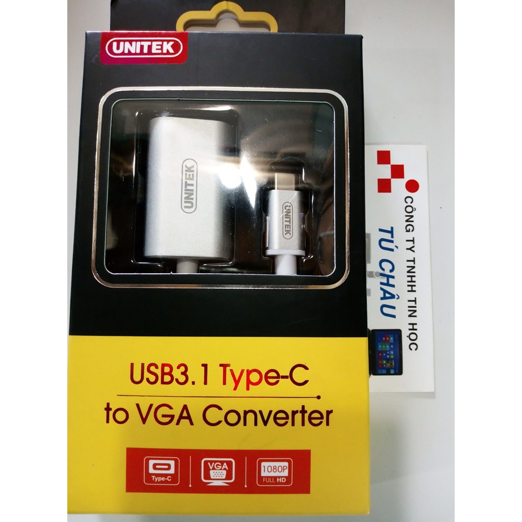 Cáp chuyển tín hiệu Type C_USB 3.1_ra VGA, hiệu Unitek Y-6315 - Full HD