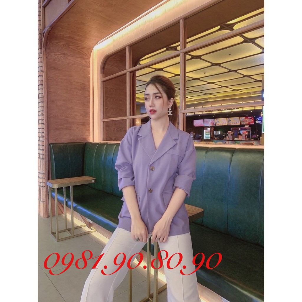 Áo khoác blazer dáng suông 2 khuy kèm túi nắp cực xinh